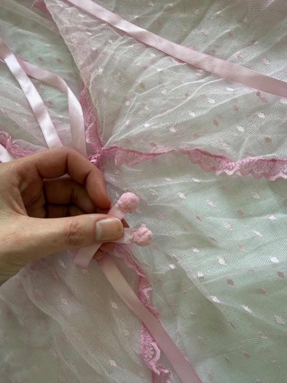La SENZA pink ruffled polka-dot lace lingerie slip - Picture 5 of 9